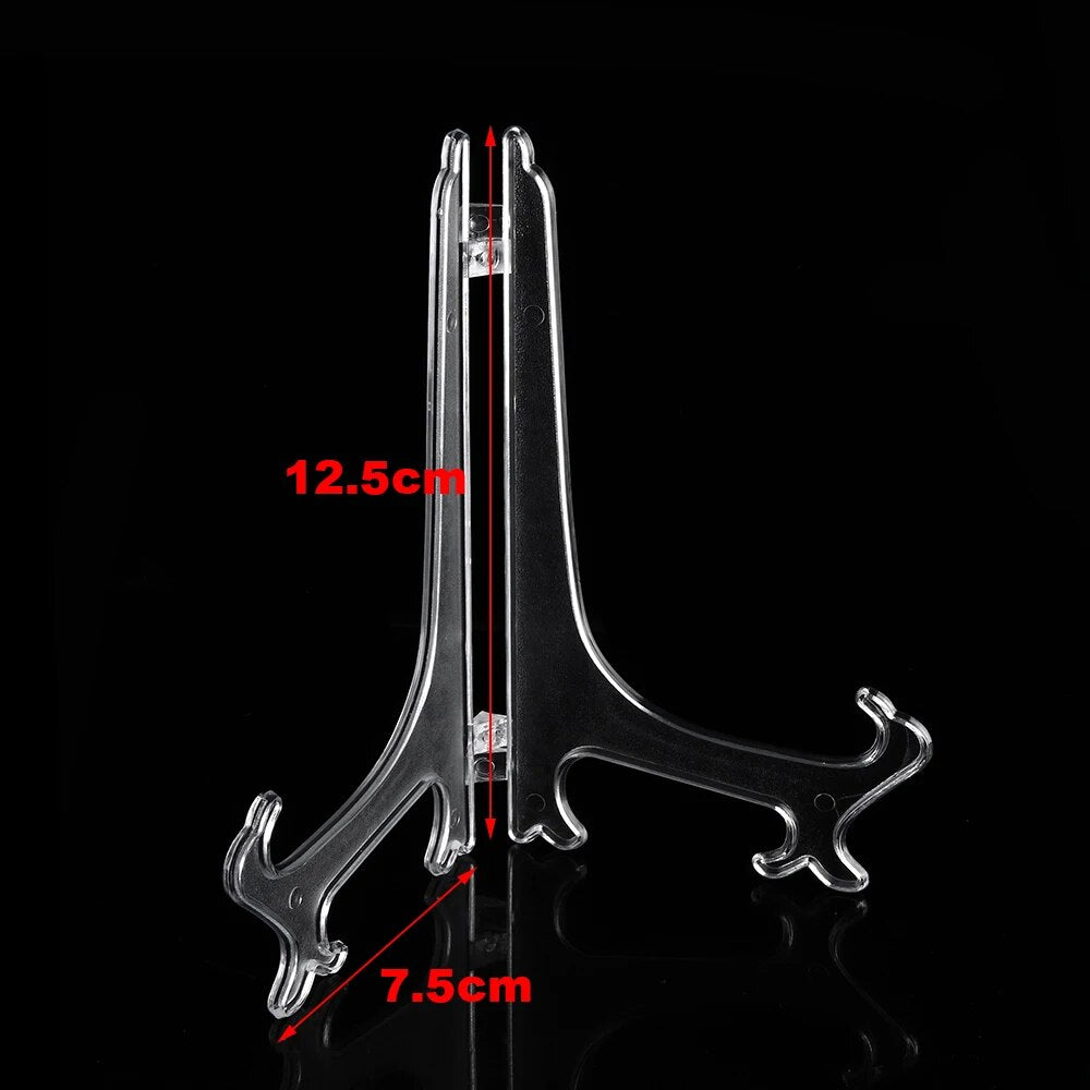 Fashion Clear Plastic Plate Display Stand: Easel Holder for Photo Frames - 3/5/7/9inch Size Options