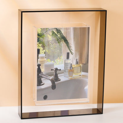 5 Inch Transparent Acrylic Photo Frame Box: Picture Display Stand for Office Home Desktop Decoration