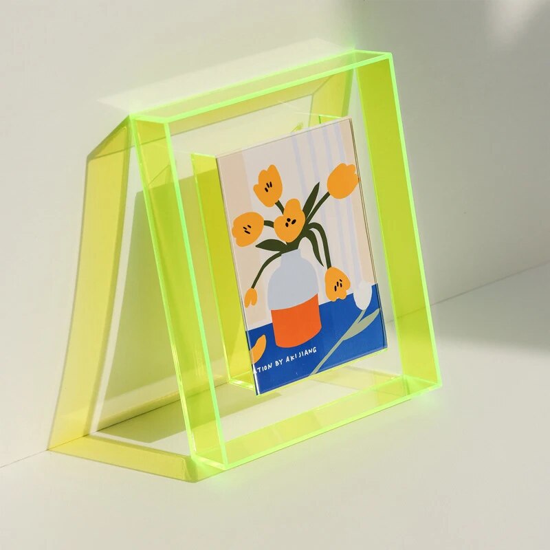 5 Inch Transparent Acrylic Photo Frame Box: Picture Display Stand for Office Home Desktop Decoration