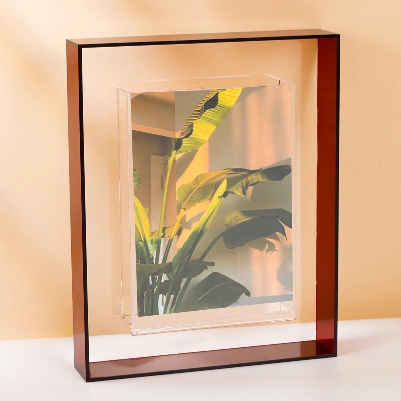 5 Inch Transparent Acrylic Photo Frame Box: Picture Display Stand for Office Home Desktop Decoration