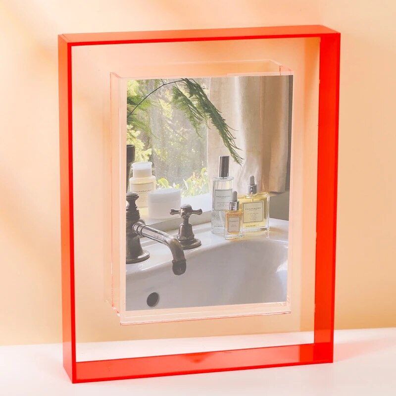 5 Inch Transparent Acrylic Photo Frame Box: Picture Display Stand for Office Home Desktop Decoration