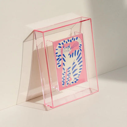 5 Inch Transparent Acrylic Photo Frame Box: Picture Display Stand for Office Home Desktop Decoration