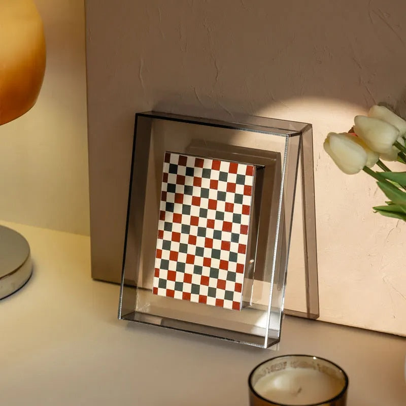 5 Inch Transparent Acrylic Photo Frame Box: Picture Display Stand for Office Home Desktop Decoration