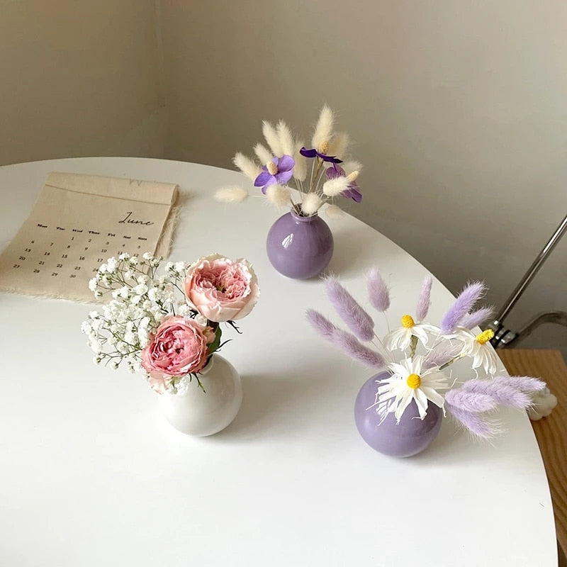 Ins Ceramics Flower Vase Nordic Hydroponics Creative Room Decor Mini Flower Plant Bottle Pots Desktop Ornament