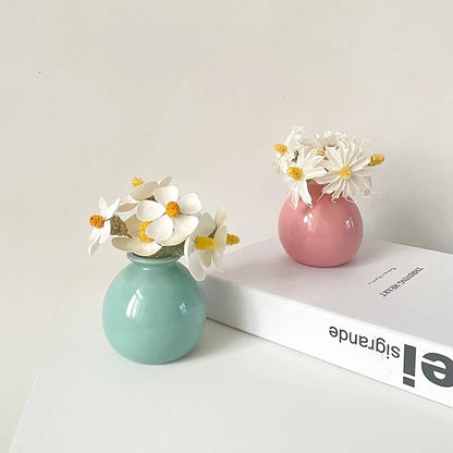 Ins Ceramics Flower Vase Nordic Hydroponics Creative Room Decor Mini Flower Plant Bottle Pots Desktop Ornament