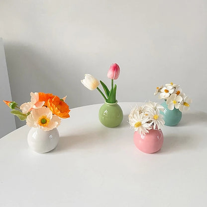 Ins Ceramics Flower Vase Nordic Hydroponics Creative Room Decor Mini Flower Plant Bottle Pots Desktop Ornament