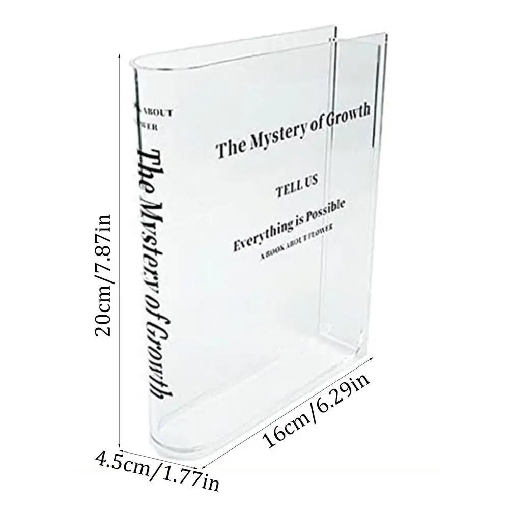 Clear Book Vase: Cute Bookshelf Decor for Floral Arrangement - Home Decor & Flower Holder