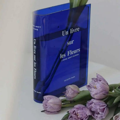 Clear Book Vase: Cute Bookshelf Decor for Floral Arrangement - Home Decor & Flower Holder
