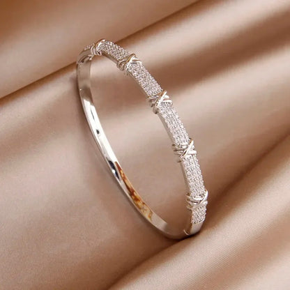 Shiny Zircon Letter Charm Bracelet: Classic Luxury Fashion Jewelry for Women - Perfect Wedding & Party Gift