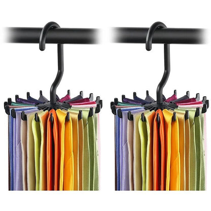 Rotating Hook Holder Rack: Space-Saving Tie Belt & Scarf Organizer for Closet