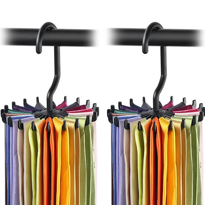 Rotating Hook Holder Rack: Space-Saving Tie Belt & Scarf Organizer for Closet