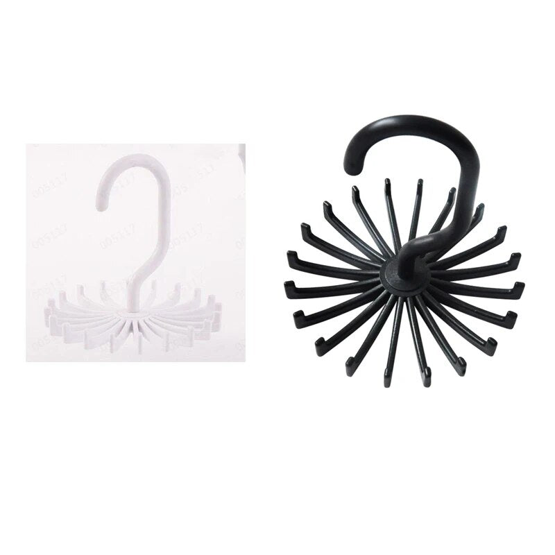 Rotating Hook Holder Rack: Space-Saving Tie Belt & Scarf Organizer for Closet