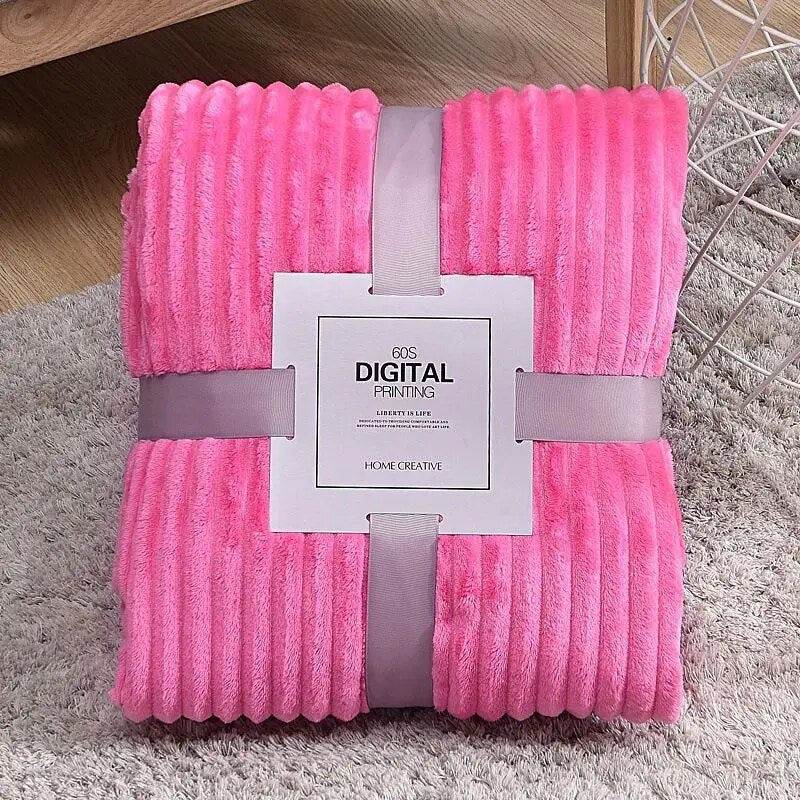 Thickened Coral Fleece Blanket: Soft Adult Cover for Winter Sofa & Bed