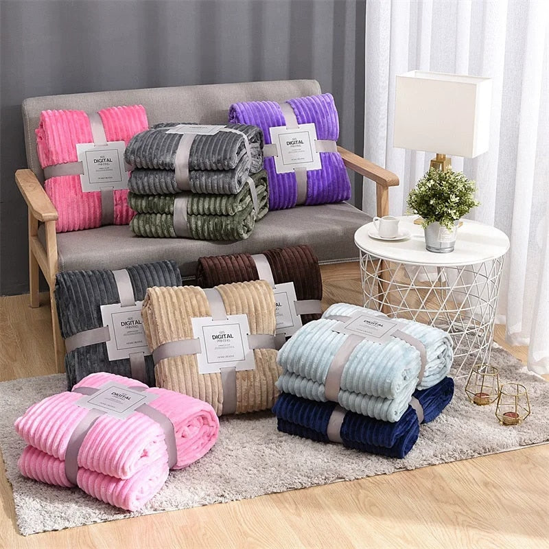 Thickened Coral Fleece Blanket: Soft Adult Cover for Winter Sofa & Bed