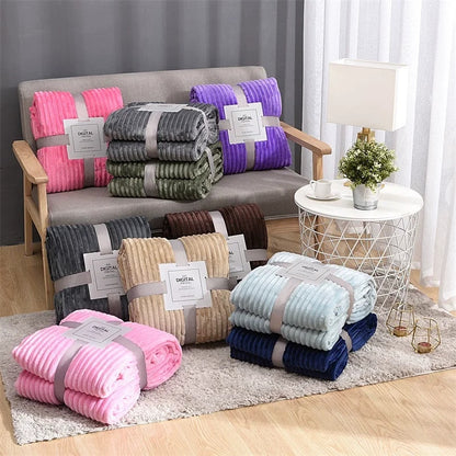 Thickened Coral Fleece Blanket: Soft Adult Cover for Winter Sofa & Bed