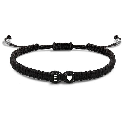 Handmade Adjustable Initial Heart Charms Bracelets: A-Z Name Braided Bracelets for Women & Men - Friendship Jewelry Gift