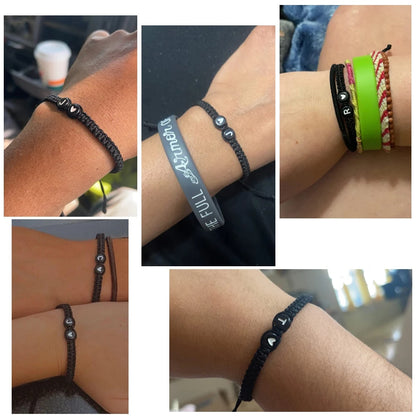 Handmade Adjustable Initial Heart Charms Bracelets: A-Z Name Braided Bracelets for Women & Men - Friendship Jewelry Gift
