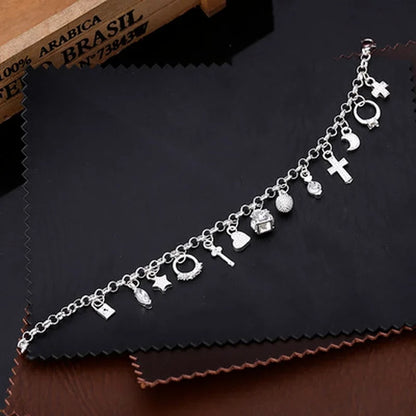 925 Sterling Silver Charm Bracelet for Women & Teens: 13-Piece Pendant Chain, Lady's Fine Jewelry Gift