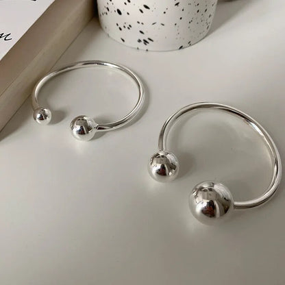 925 Sterling Silver Bangle with Two Ball Design, Hot Selling, Non-Fading, Wholesale Jewelry for Women