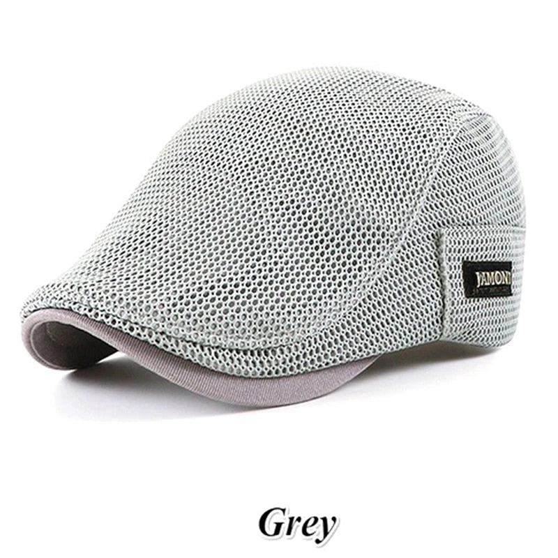Men's Breathable Cotton Berets: Casual Spring-Summer Mesh Newsboy & Ivy Flat Caps