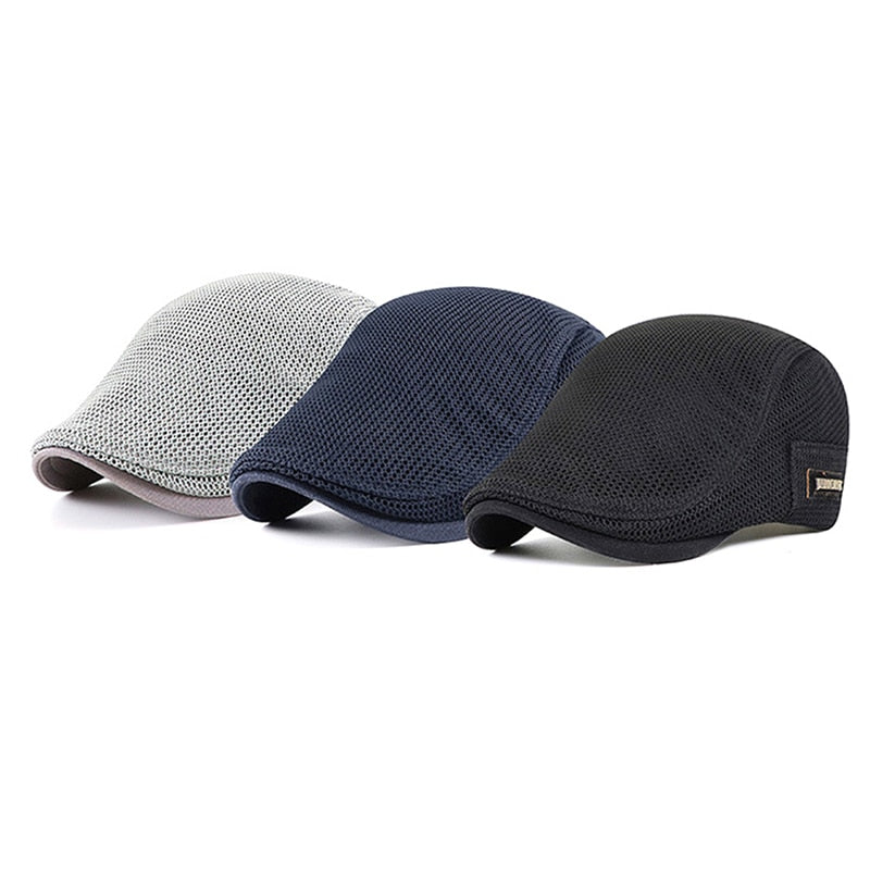 Men's Breathable Cotton Berets: Casual Spring-Summer Mesh Newsboy & Ivy Flat Caps