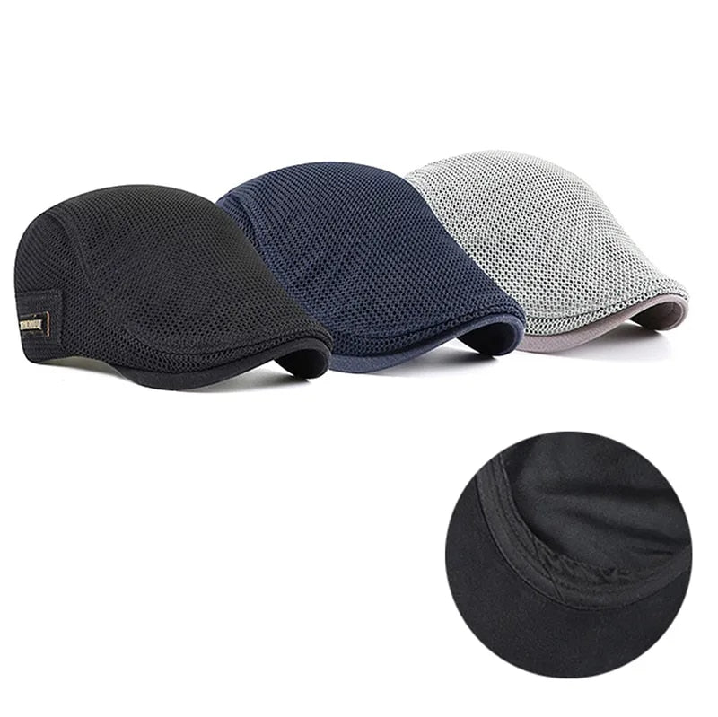 Men's Breathable Cotton Berets: Casual Spring-Summer Mesh Newsboy & Ivy Flat Caps