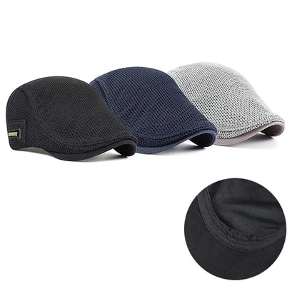 Men's Breathable Cotton Berets: Casual Spring-Summer Mesh Newsboy & Ivy Flat Caps