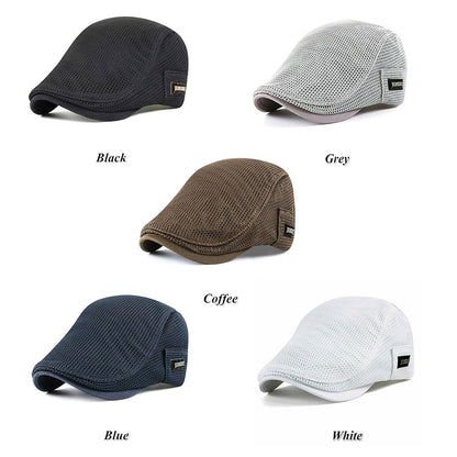 Men's Breathable Cotton Berets: Casual Spring-Summer Mesh Newsboy & Ivy Flat Caps