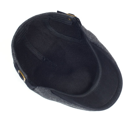 Men's Winter Wool Newsboy Cap: Thick & Warm Vintage Herringbone Stripe Beret Gatsby Hat, Adjustable