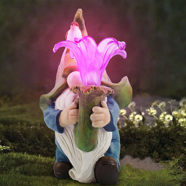 Charming Illumination - Weatherproof LED Solar Garden Gnome Statues, Handcrafted Durable Resin
