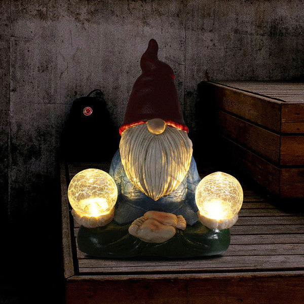 Charming Illumination - Weatherproof LED Solar Garden Gnome Statues, Handcrafted Durable Resin