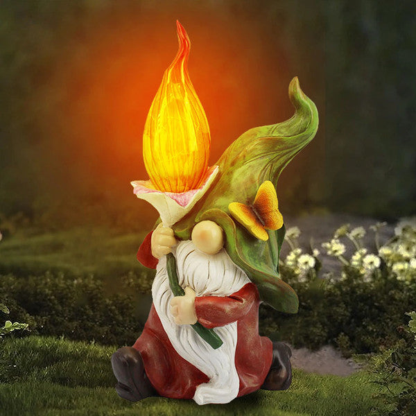 Charming Illumination - Weatherproof LED Solar Garden Gnome Statues, Handcrafted Durable Resin