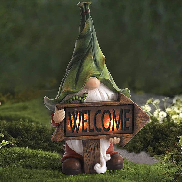 Charming Illumination - Weatherproof LED Solar Garden Gnome Statues, Handcrafted Durable Resin