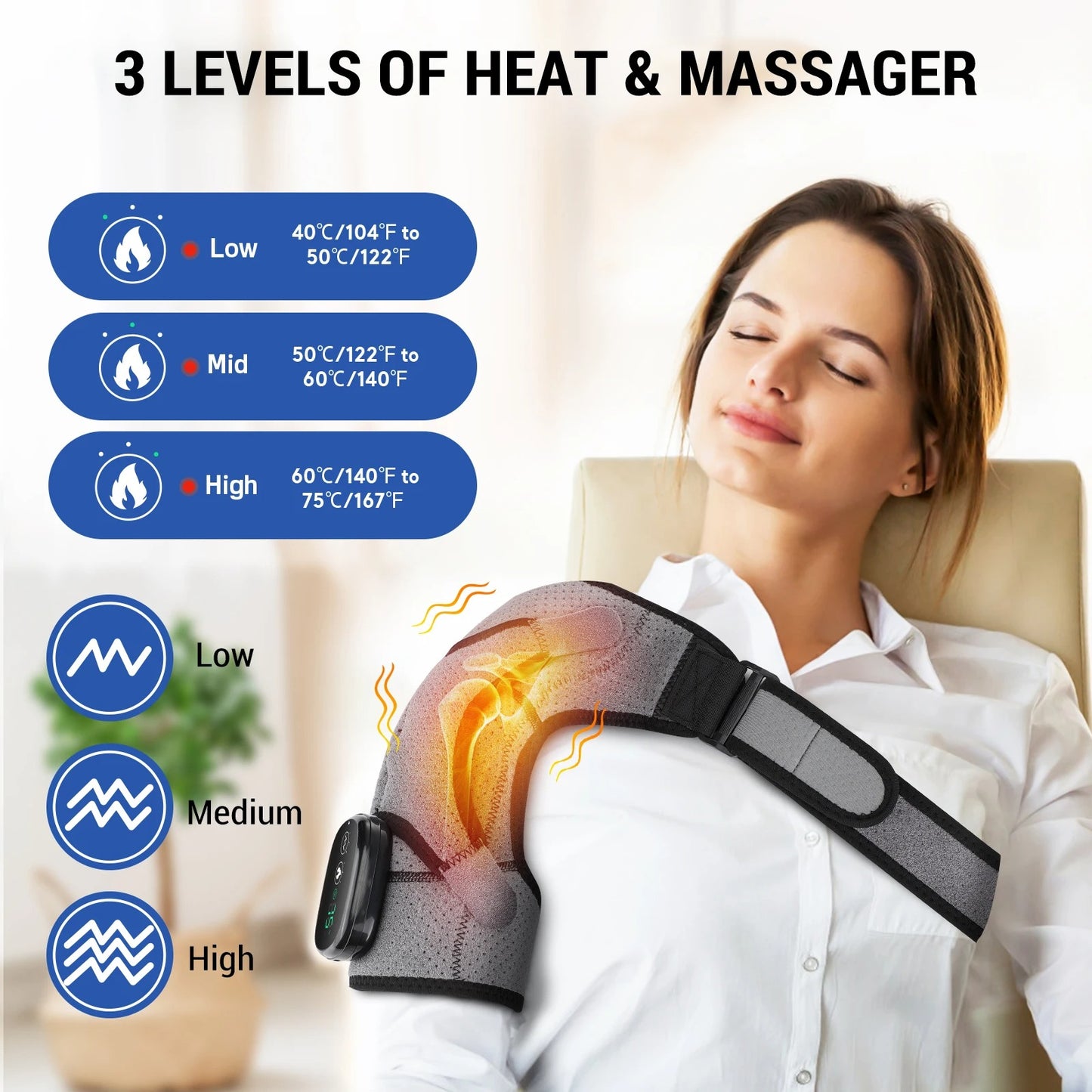 Electric Heating Shoulder Massage Belt Pad Vibration Shoulder Massage Pad Support Brace Arthritis Joint Pain