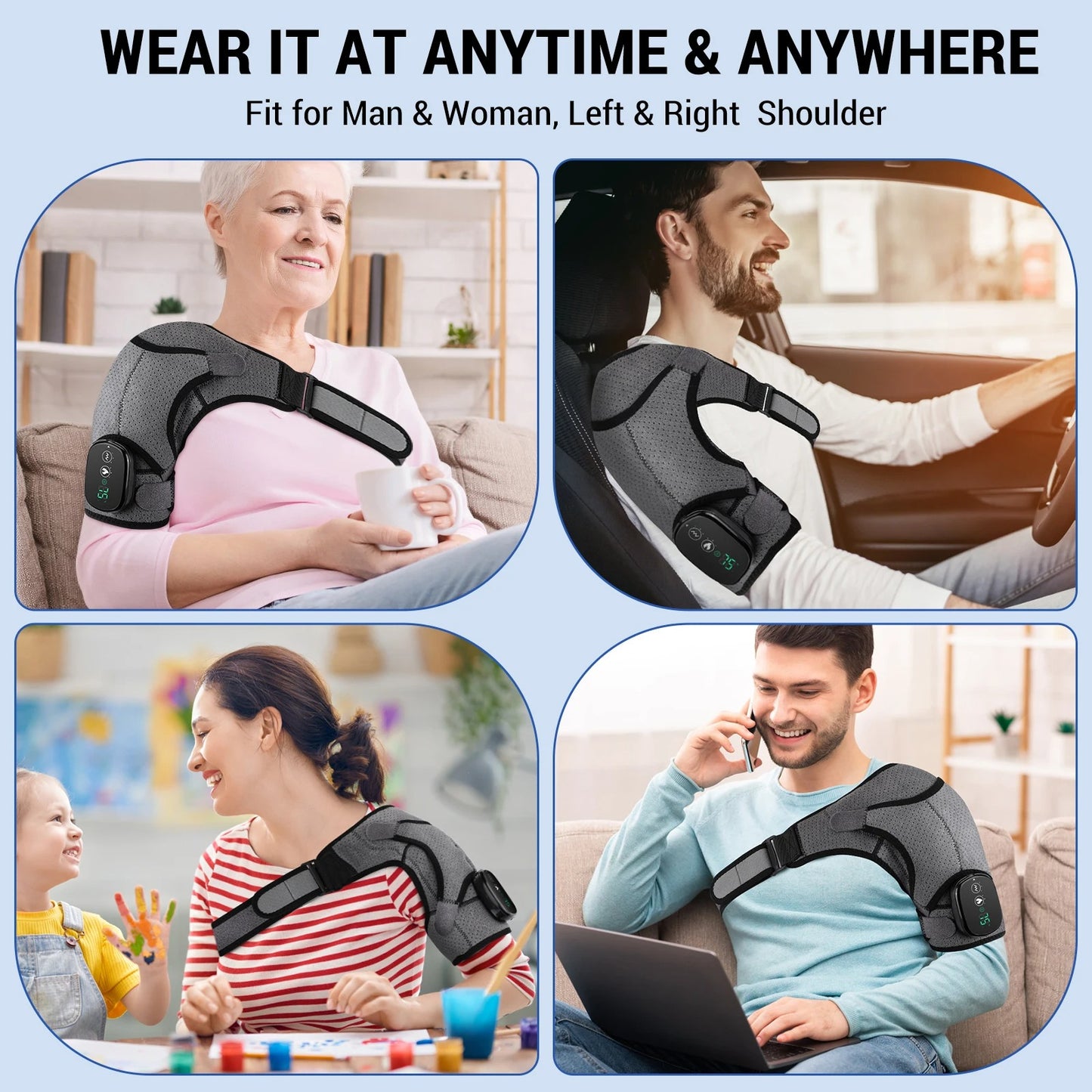 Electric Heating Shoulder Massage Belt Pad Vibration Shoulder Massage Pad Support Brace Arthritis Joint Pain