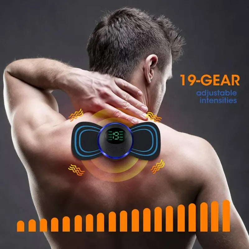 4PCS LCD Display EMS Neck Massage Electric Massager Cervical Neck Back Patch 8 Mode Pulse Muscle Stimulator