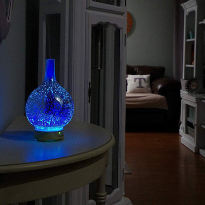 Transform Your Space - Stardust Essential Oil Diffuser, Handmade Glass, 3D Light Effects, BPA-Free and User-Friendly