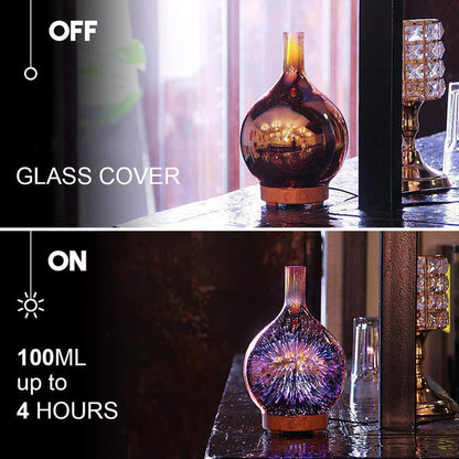 Transform Your Space - Stardust Essential Oil Diffuser, Handmade Glass, 3D Light Effects, BPA-Free and User-Friendly