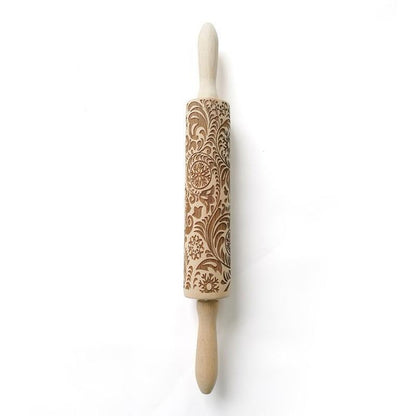 Christmas 3D Rolling Pin - Solid Maple Wood, Perfect for Holiday Baking, Great Gift for Bakers