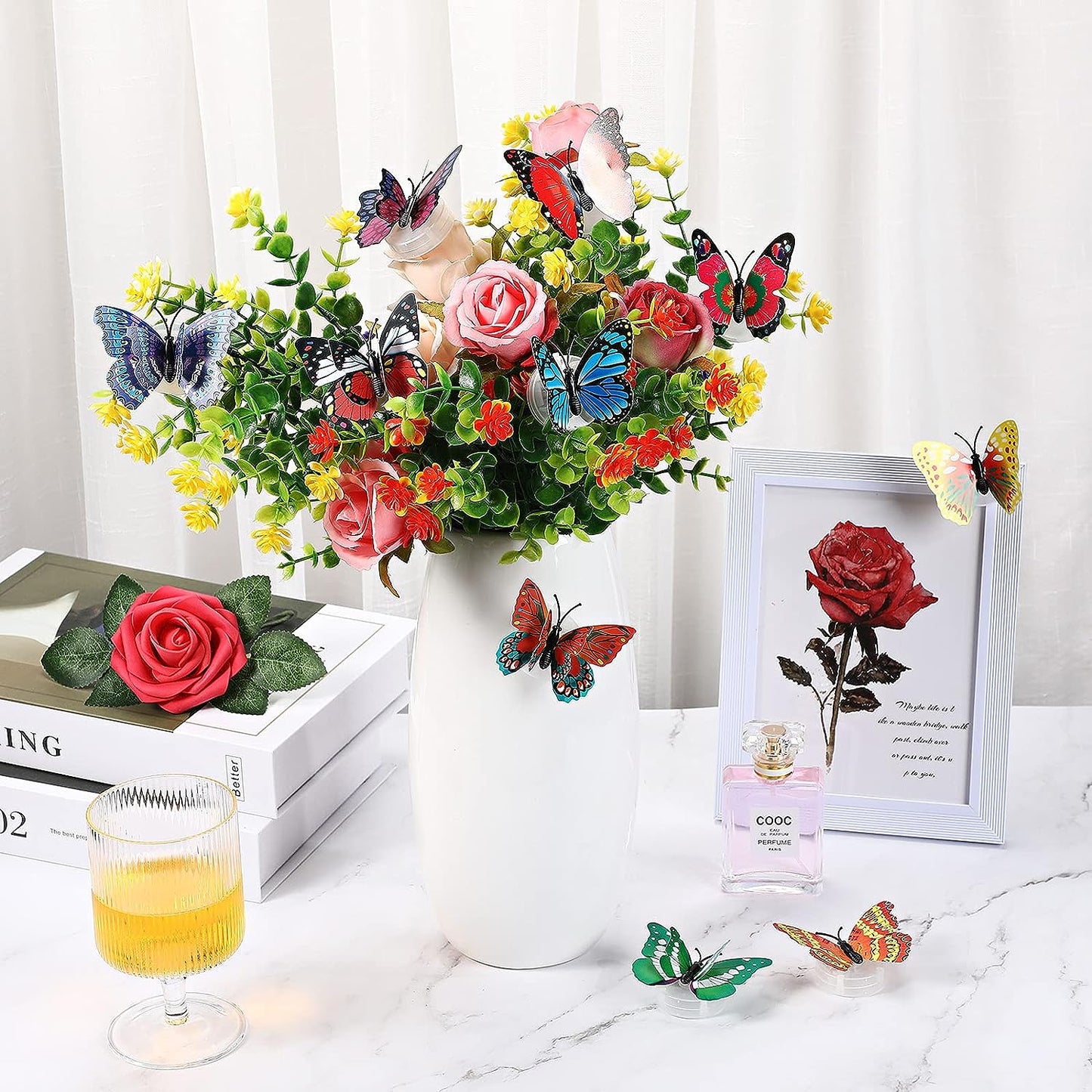 Vibrant Multicolor LED 3D Butterfly Wall Lights, Pack of 10, Adhesive Finish for Easy Use