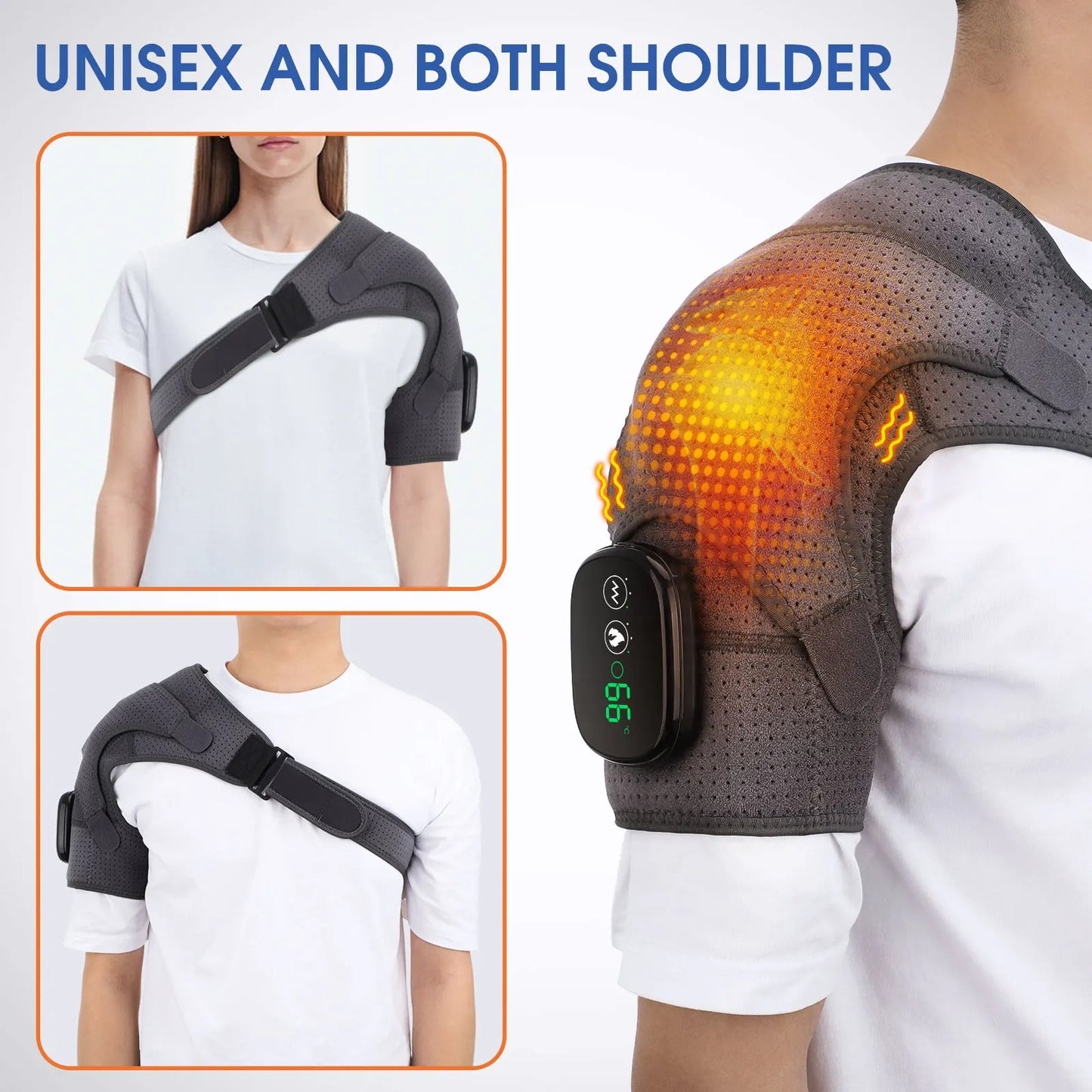 Electric Heating Shoulder Massager Vibration Massage Shoulder Brace Support Belt Arthritis Pain