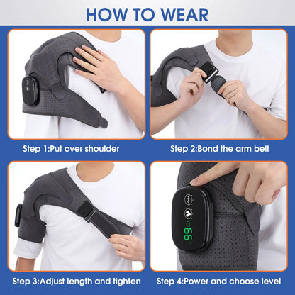 Electric Heating Shoulder Massager Vibration Massage Shoulder Brace Support Belt Arthritis Pain