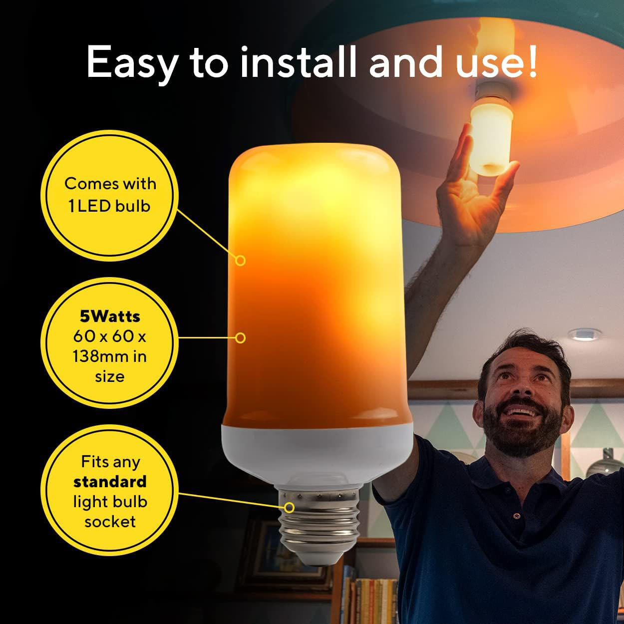LED Flame Effect Light Bulb