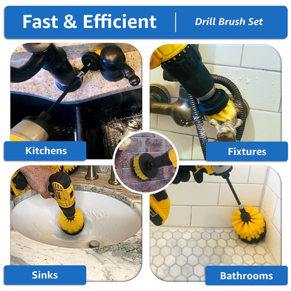 3-Brush Power Scrubber Drill Brush Attachment Kit