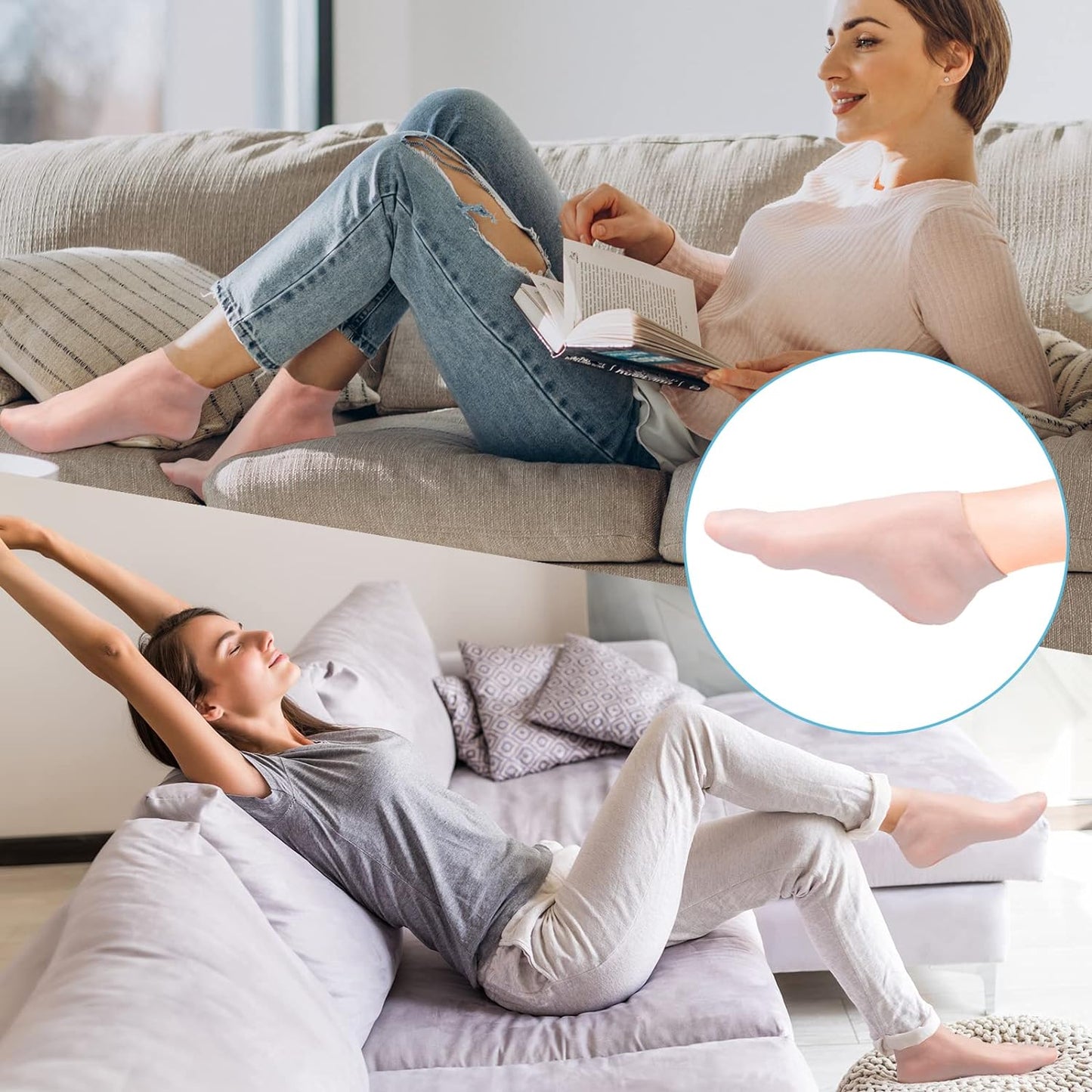 Moisturizing Foot Mask Exfoliating Silicone Socks, Reusable Anti-Crack Protection for Soft Feet