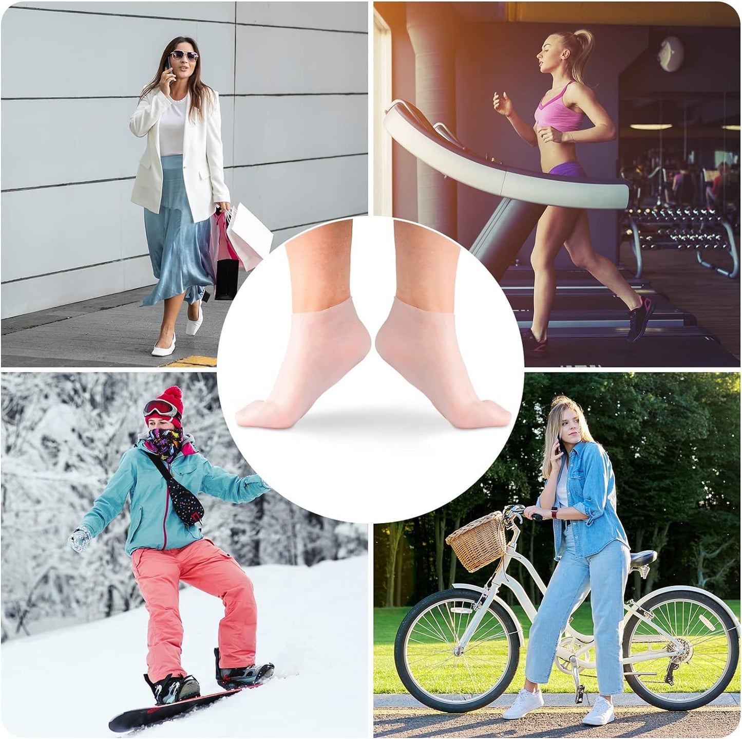 Moisturizing Foot Mask Exfoliating Silicone Socks, Reusable Anti-Crack Protection for Soft Feet