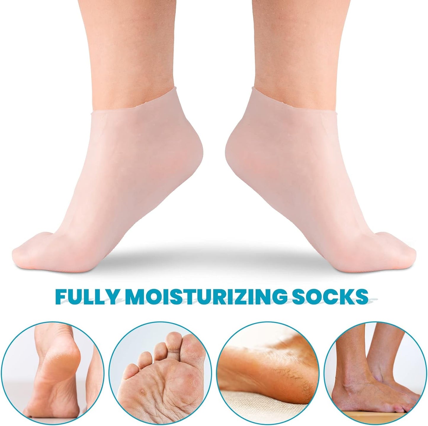 Moisturizing Foot Mask Exfoliating Silicone Socks, Reusable Anti-Crack Protection for Soft Feet