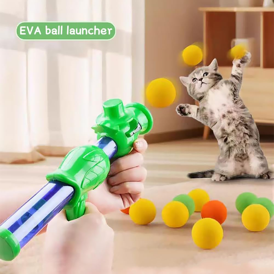 Interactive Cat Toy Set with Ball Launcher & Plush Balls – Durable Pet Play Kit