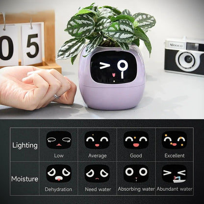 AI Smart Planter with 7 Sensors & 49 Expressions for Easy Plant Care