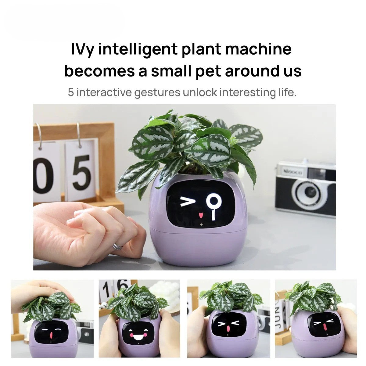 AI Smart Planter with 7 Sensors & 49 Expressions for Easy Plant Care